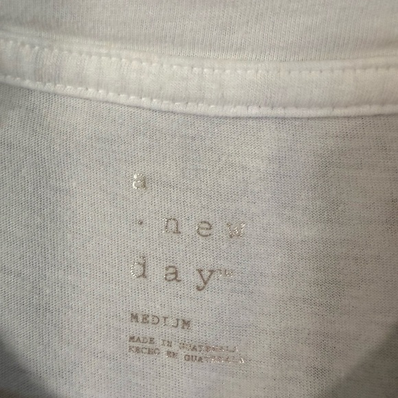 A New Day White Ruched Side Swag Draping Greek Goddess Tee – Women’s Medium - Picture 2 of 5